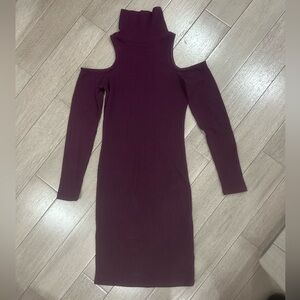 ribbed open shoulder dress